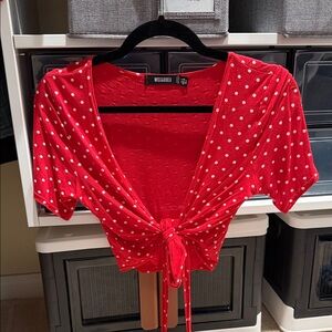 Missguided Red and White Polka Dot Crop Top
